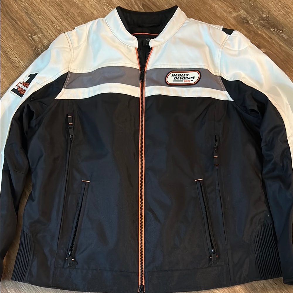 Harley-Davidson Black and Cream Performance Jacket with Stand-Up Collar